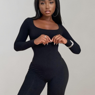 WW - Langärmeliger Schlitzausschnitt Jumpsuits