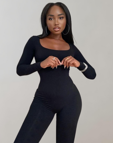 WW - Langärmeliger Schlitzausschnitt Jumpsuits