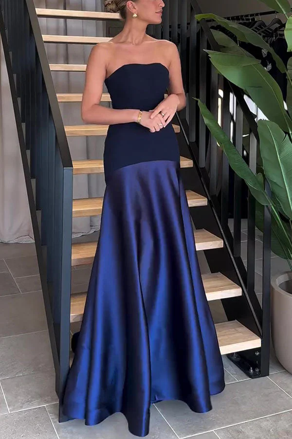 Satin Trägerlos Flare Kleid