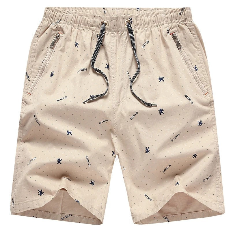 WW | Herren Blau Beige Badehose Mit Reißverschlusstaschen Männer Sommer Shorts
