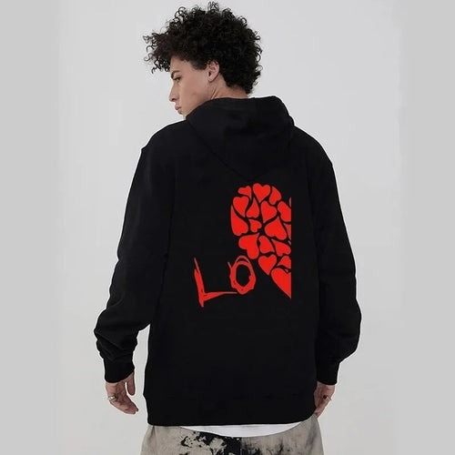 Paar-Hoodie mit Herzmotiv aus Polyester