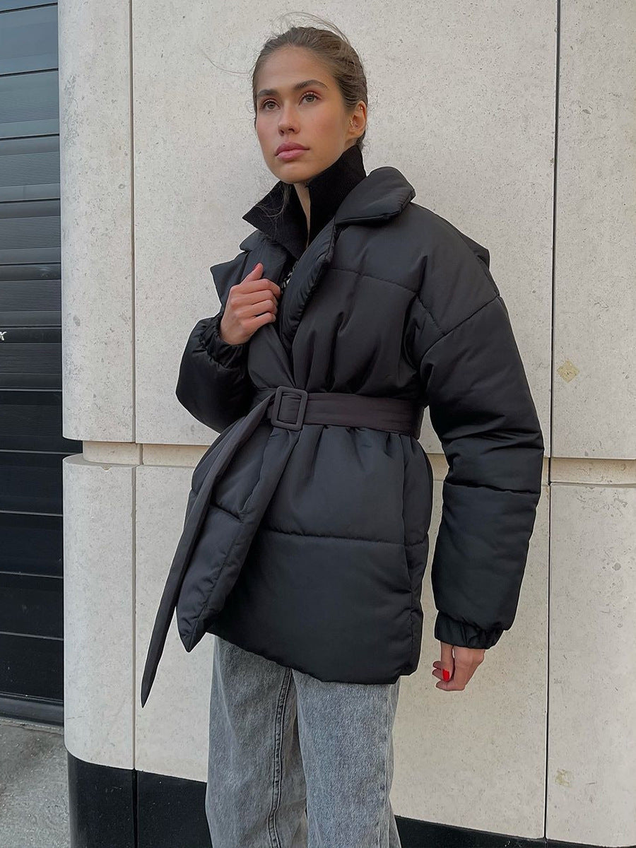 W&W Mode | Stylischer Winter Baumwollmantel mit Gürtel