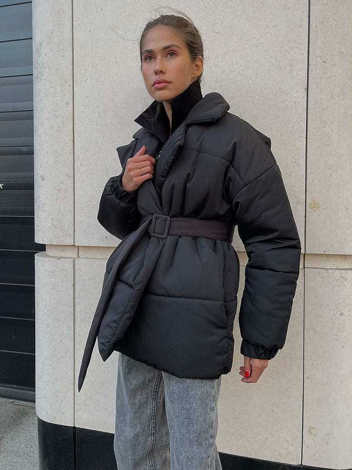 W&W Mode | Stylischer Winter Baumwollmantel mit Gürtel