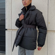 WW | Stylischer Winter Baumwollmantel mit Gürtel