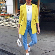 WW | Damen Blazer Eleganter Longblazer Mit 3/4 Ärmeln, Ideal Für Business Looks