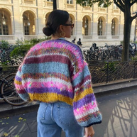 Gestreifte offene Strickjacke