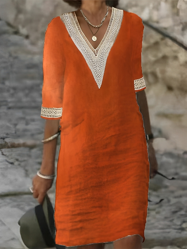 W&W Mode | Chic Baumwoll-Leinen-Kleid für Frauen