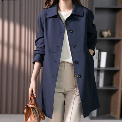 W&W Mode | Klassischer Trenchcoat Damen, Einfach Gebunden, Taillierter Damenmantel