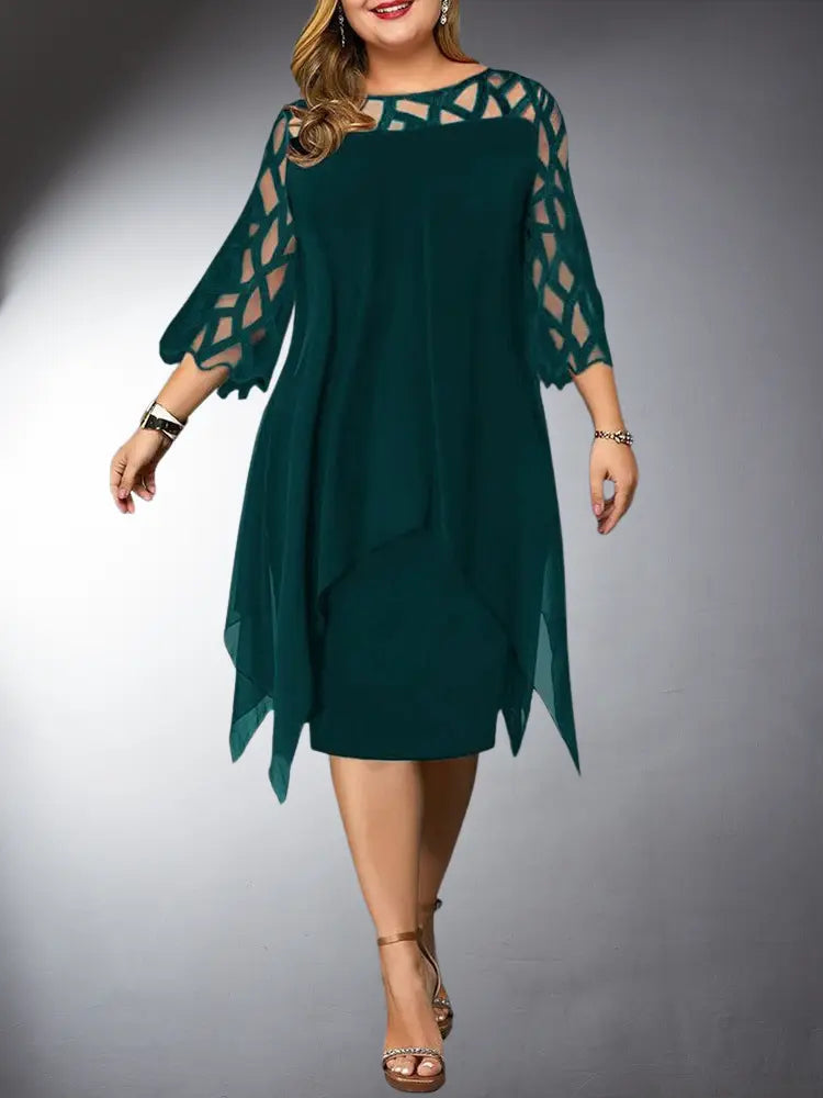 W&W Mode | Elegantes Plus Size Spitzen Midi Kleid