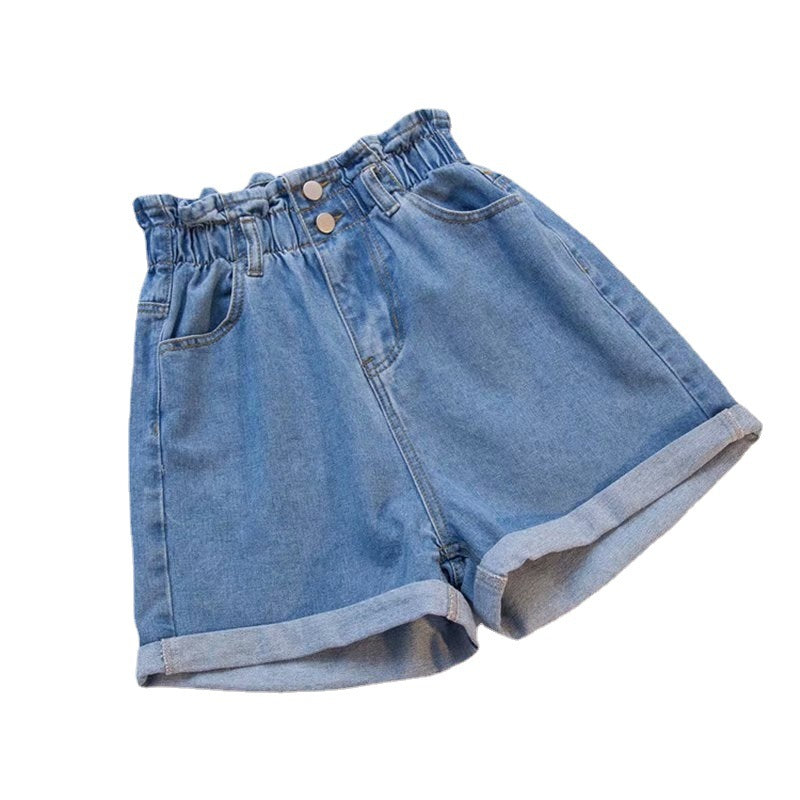 Damen Denim-Shorts mit hohem Bund und elastischem Taillenbereich WW