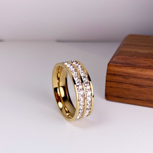 WW | Eleganter Eingelegter Zirkonia Ring Gold