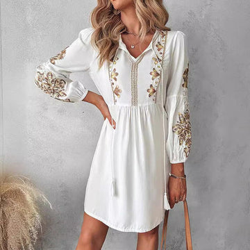 W&W Mode | Boho-Kleid mit floralem Stickerei für Frauen