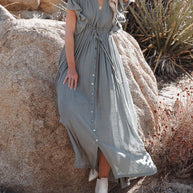 WW | Stil Maxi Kleid mit Flatterärmeln für Frauen
