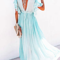 WW | Stil Maxi Kleid mit Flatterärmeln für Frauen