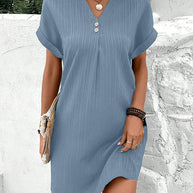 Salida™ - Charmante Solide Farbe V-Ausschnitt Freizeitkleid für Damen