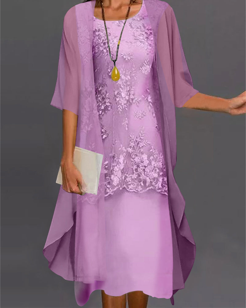 WW | Elegantes Chiffonkleid in Zwei Teilen