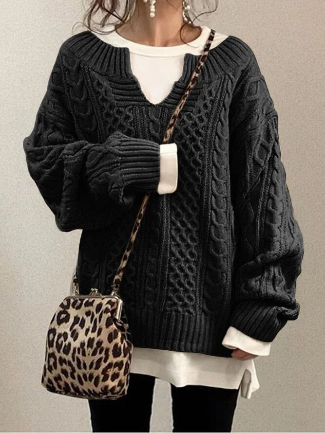 W&W Mode Luxe Sweater | Bequemer warmer Oversized-Zopfpullover aus weichem Material