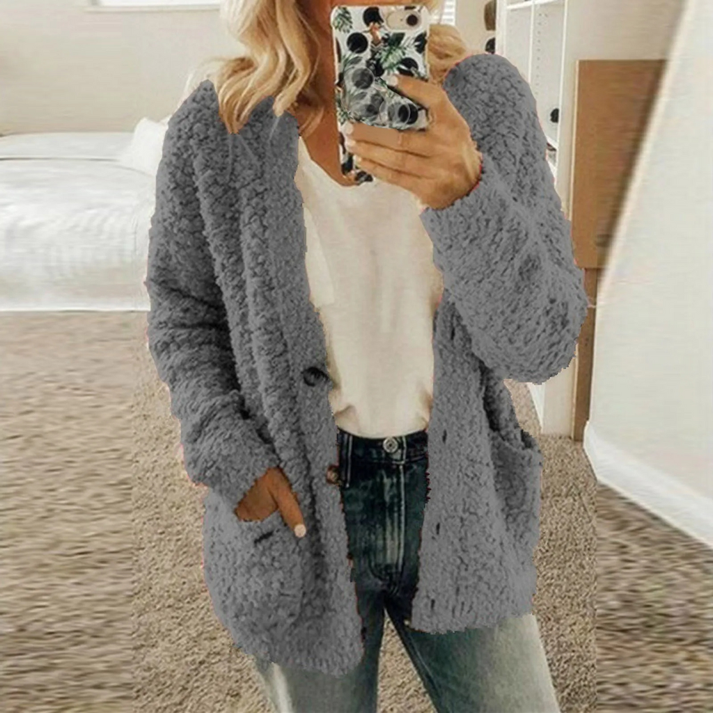 WW | Fleece Westen Damen mit Knopfverschluss und Taschen Gemütliche Lässig Jacke