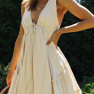 WW | Umfange Die Liebe V-Ausschnitt A-Linien Babydoll Mini Kleid
