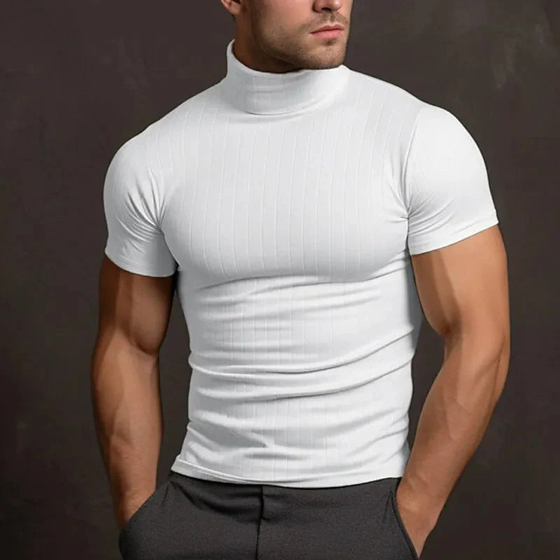 WW | Herren Rollkragen T-Shirt Trendy Kurzarm Rollkragenpullover Für Männer