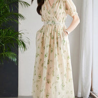 WW | Temperament Kurzarm Chiffonkleid