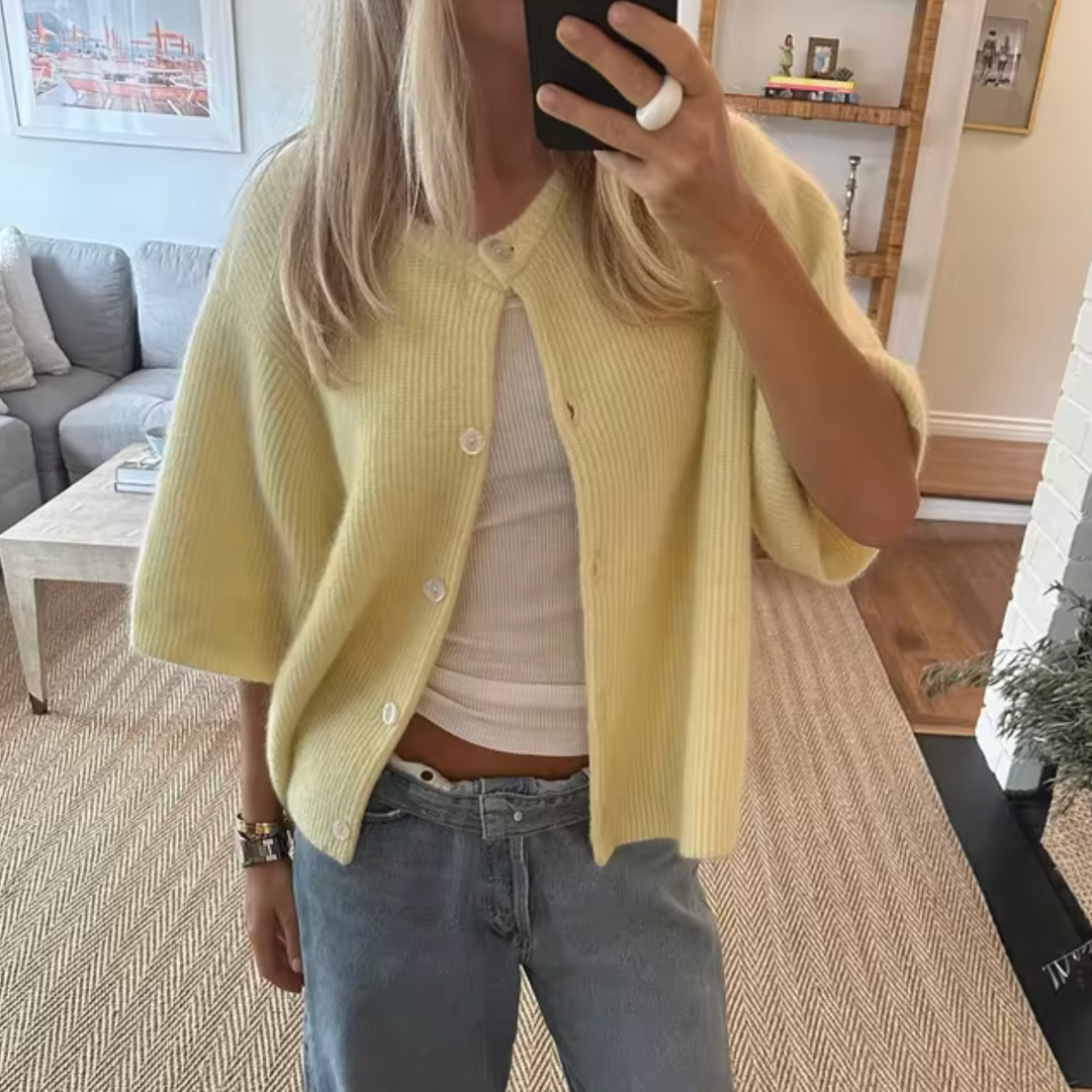 W&W Mode | Kurzes Strick Strickjacke Mit Knöpfen Für Damen