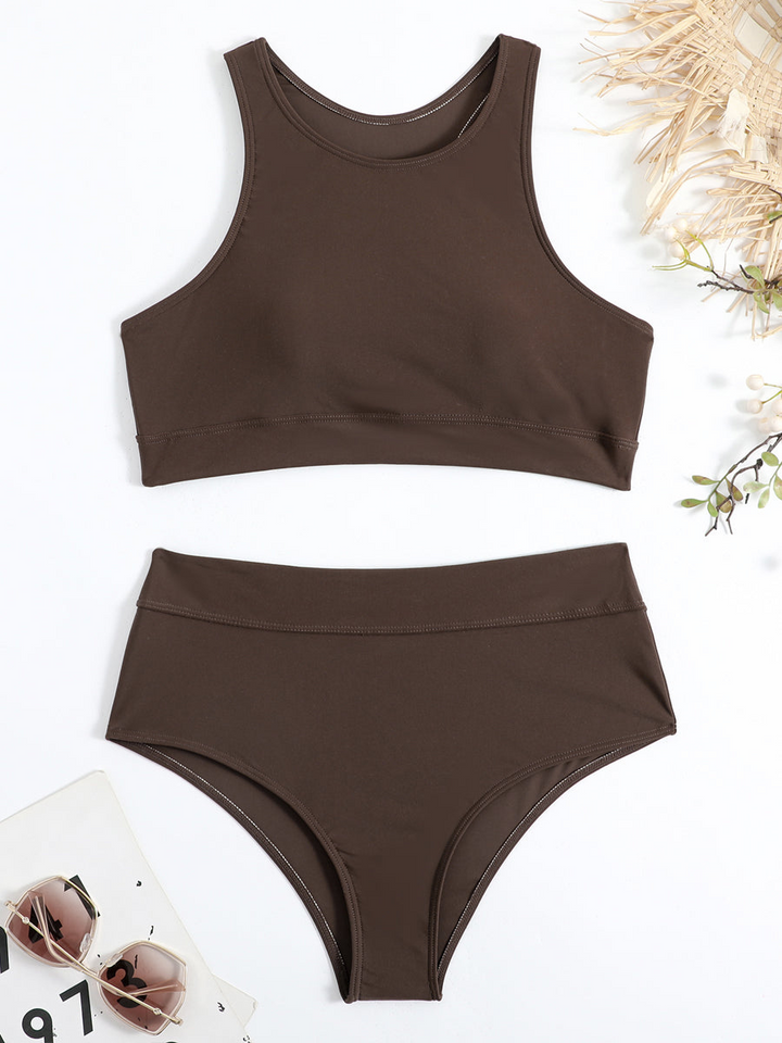W&W Mode | Damen Sportlicher High Waist Bikini Frauen Schwimmbekleidung