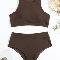 WW | Damen Sportlicher High Waist Bikini Frauen Schwimmbekleidung