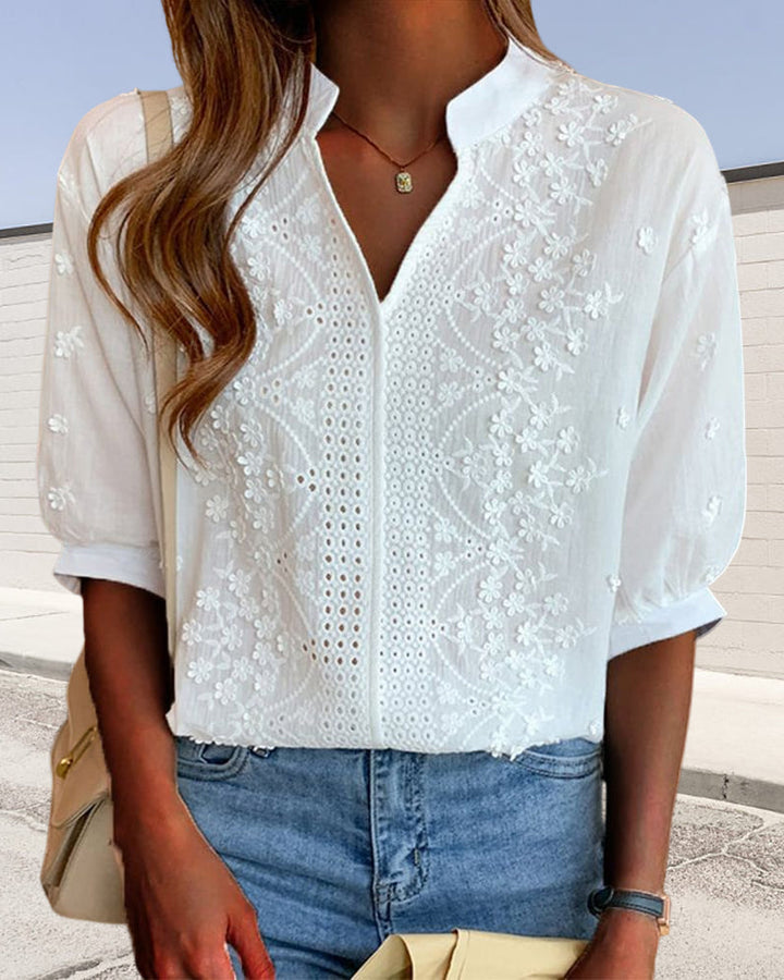 W&W Mode - Weiße Bluse mit Puffärmeln