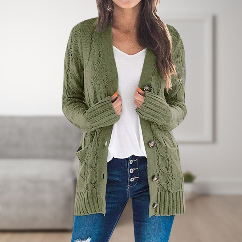 WW Strickjacke | Mittellange Cardigan mit Knöpfen für Frauen