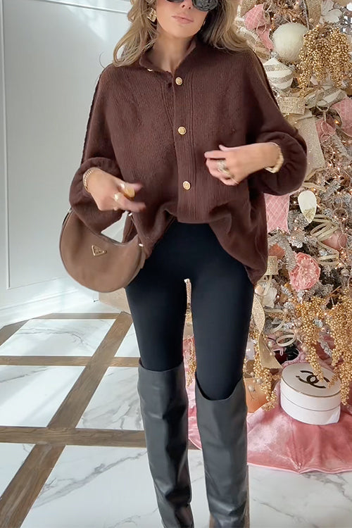 WW | Rosiedress Knopf-Down Ballonärmel Pullover Cardigan