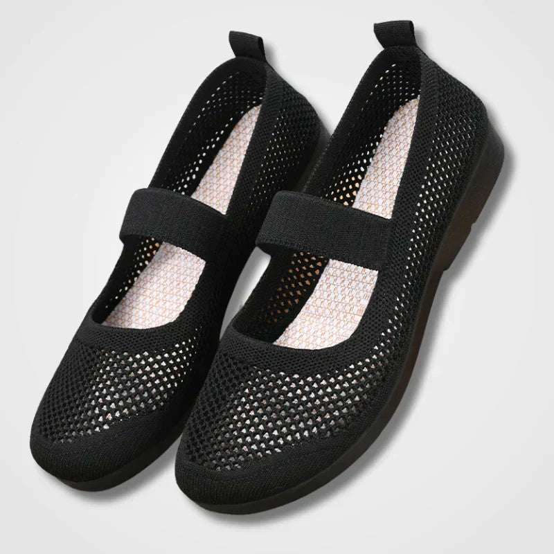 W&W Mode | Orthopädische Luftige Gestrickte Riemenflachschuhe