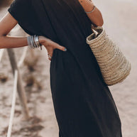 WW | Live For Today Kurze Ärmel Lässiges Schlitz Maxi Kleid