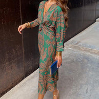 WW | Bohemian Maxikleid mit Tiefem V-Ausschnitt für Damen