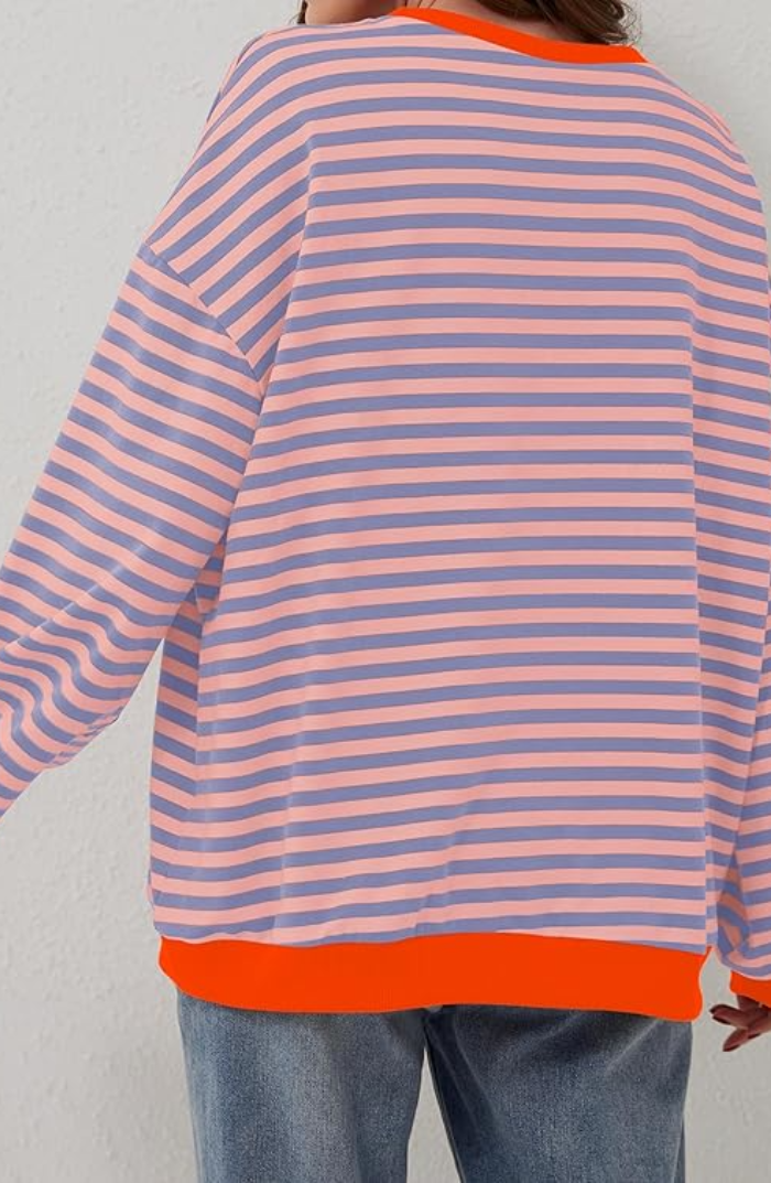 WW | Lässiges Gestreiftes Sweatshirt Mit Kontrastierenden Akzenten Für Damen