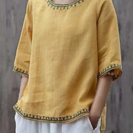 WW | Bequeme Leinenbluse Mit Zarten Stickereien