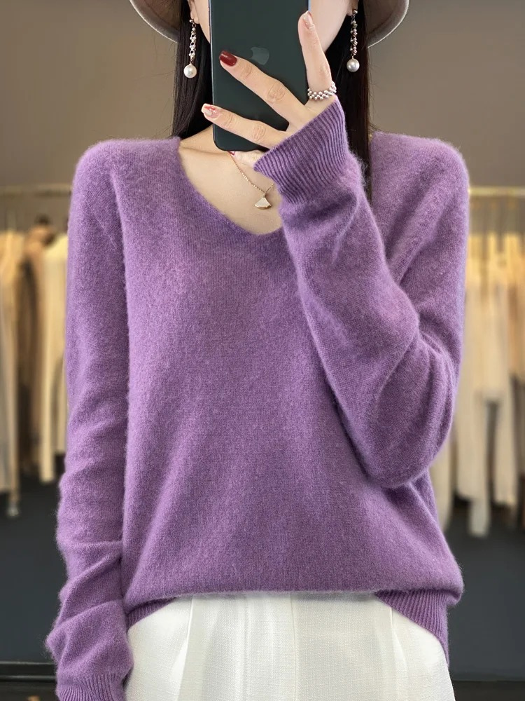 WW | Cashmere Pullover Damen Eleganter V-ausschnitt, Weich & Komfortabel