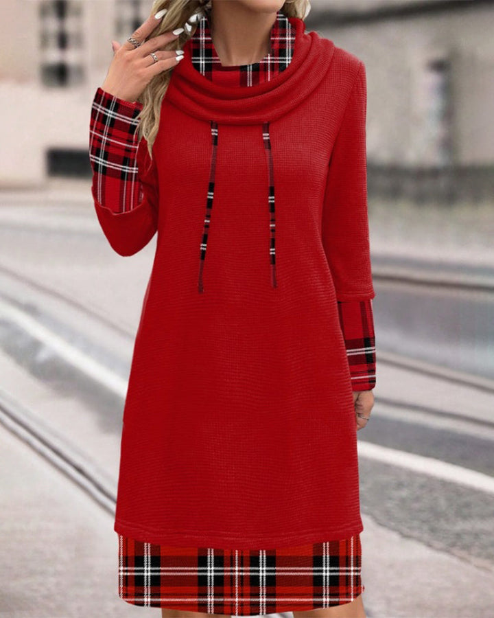 W&W Mode | Klassischer Look Karierte Langarmkleid