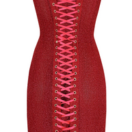 WW | Trägerlos Glitzer Rot Korsett Mini Kleid