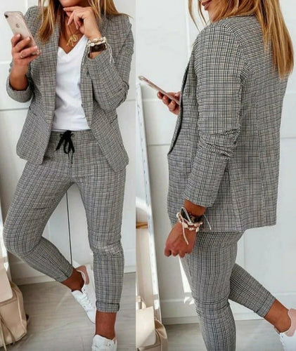 W&W Mode Anzug-Set Moderner Zweiteiler mit weiter Hose taillierter Blazerjacke