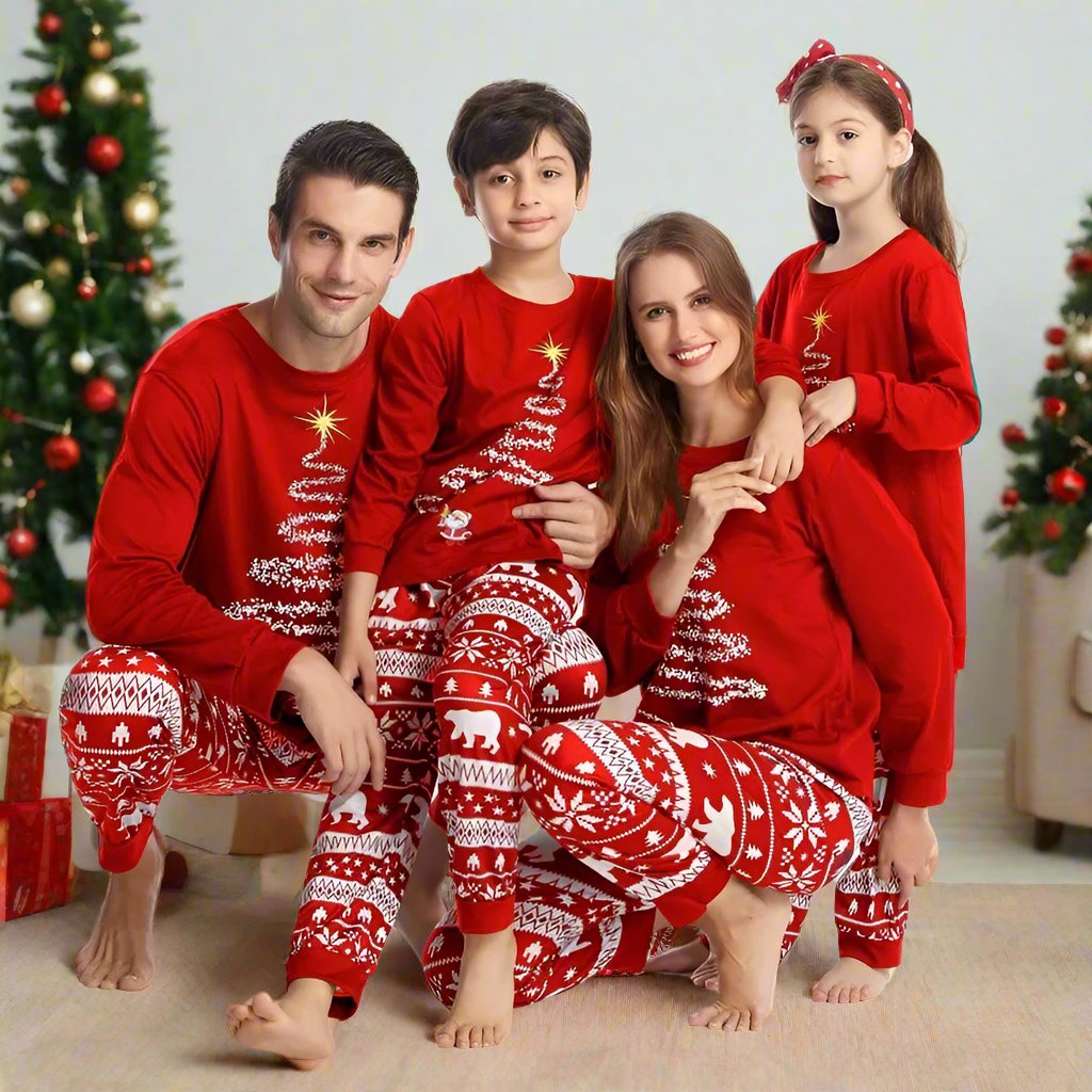 W&W Mode | Stilvolle Winter Familien Weihnachts-Pyjama Set für Unisex