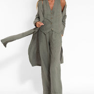 WW | Damen Elegantes 2-teiliges Leinenset