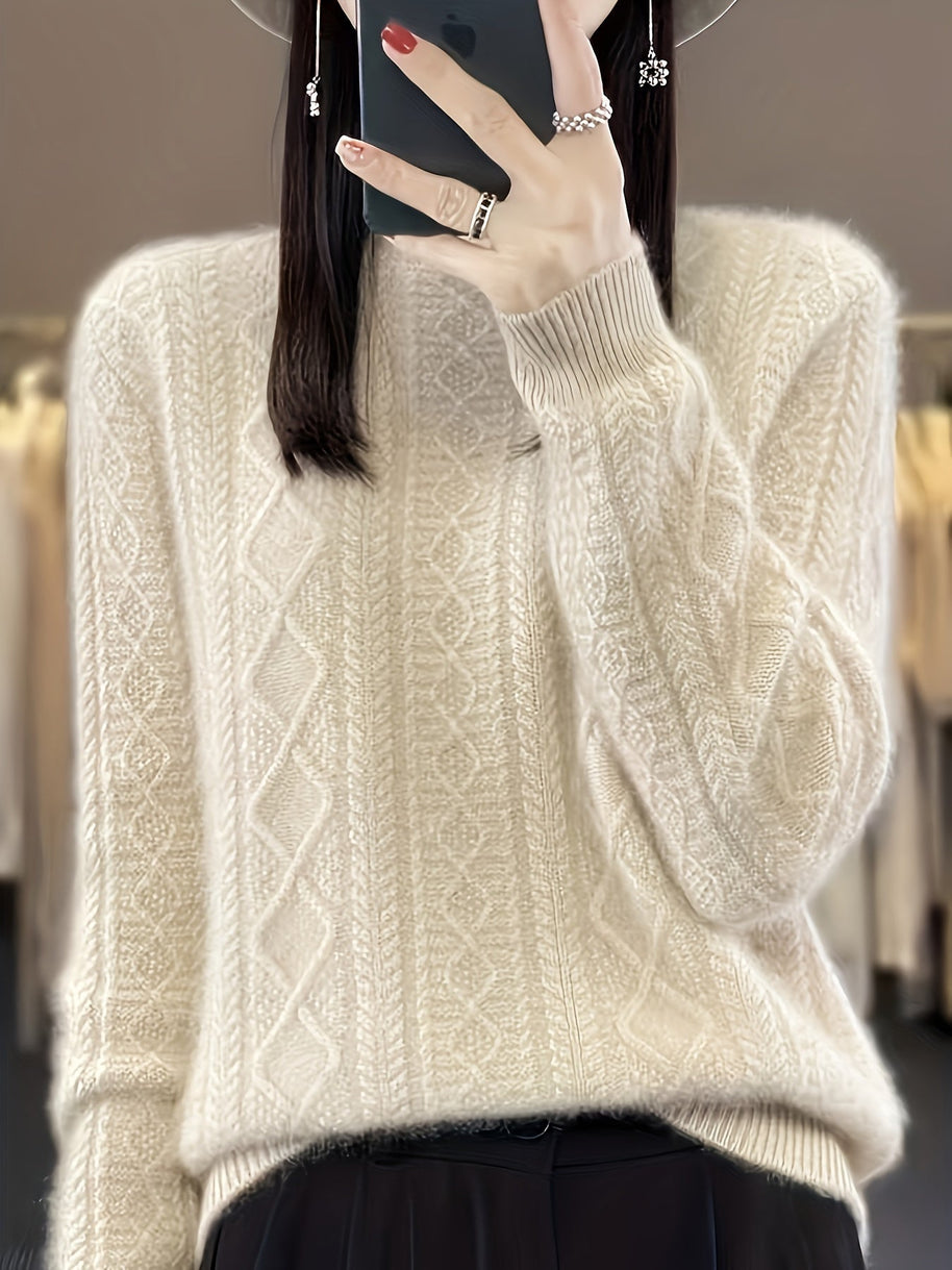WW |  Wollstrickpullover mit gemütlichen langen Ärmeln Pullover Damen - Perfekt für Freizeitkleidung