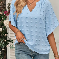 WW | Elegante und Stilvolle Oberteil mit V-Ausschnitt Schweizer Punkte