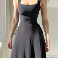 WW - Elegantes ärmelloses A-Linien-Midikleid – Zeitloser Chic | Fit-and-Flare Midikleid – Perfekt für jeden Anlass