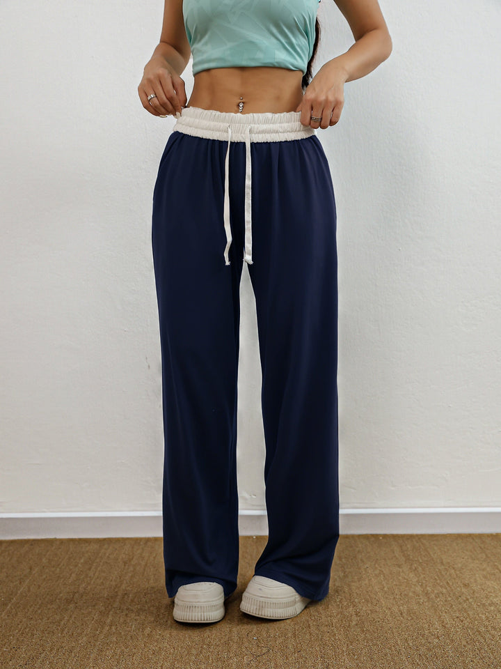 W&W Mode | Hohe Stretch Farbkombination Trainingshose Mit Taschen