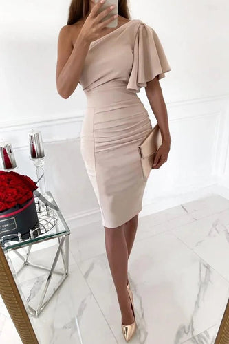 WW | Sweet Sippin' Ein-Schulter-Rüsch-Midi-Kleid