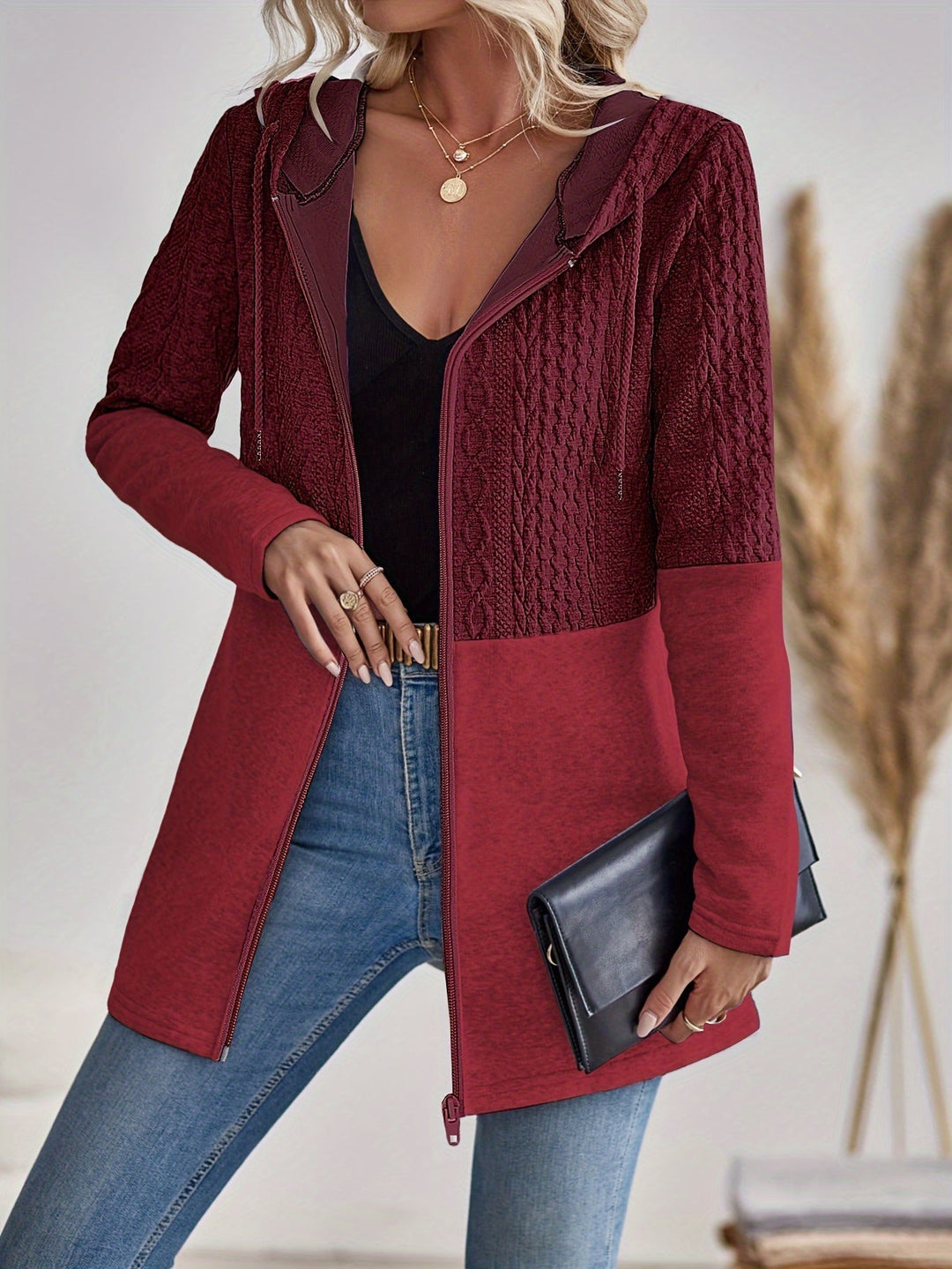 W&W Mode | Damen Kapuzen Sweatshirt mit Reißverschluss