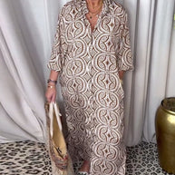 WW | Vintage Bedrucktes Maxikleid mit Reverstaschen
