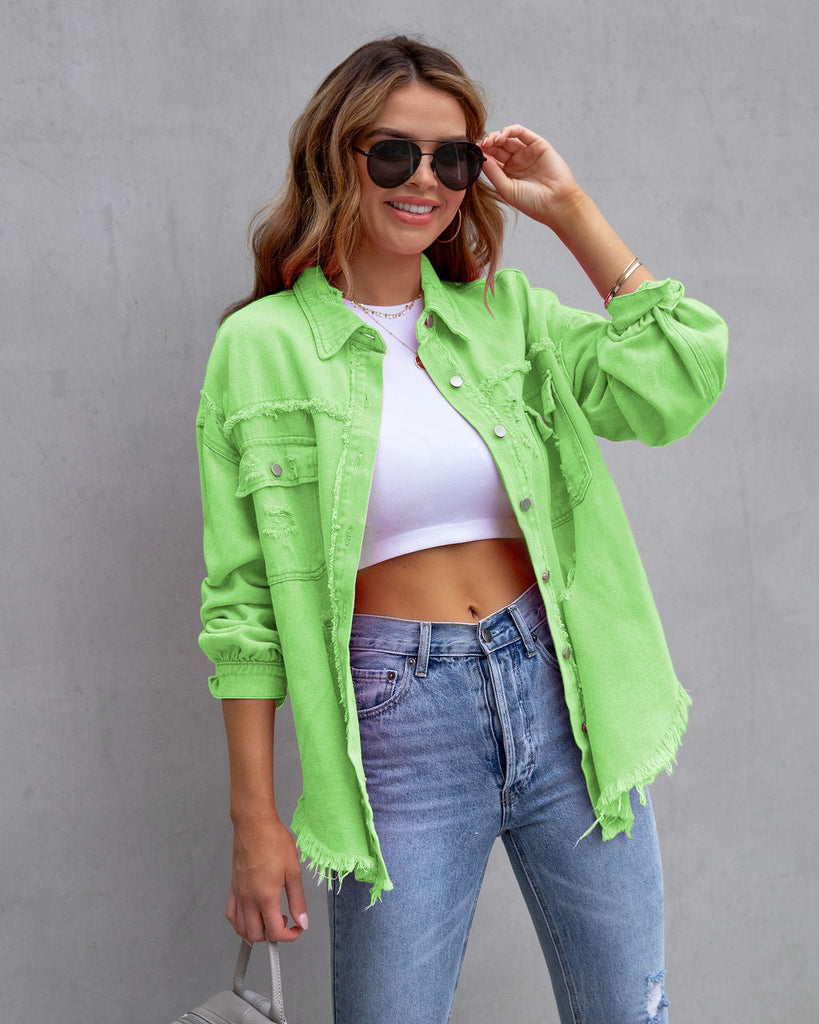 WW | Modische Ripped Shirtjacke Für Damen Im Herbstlichen Und Frühlingslook